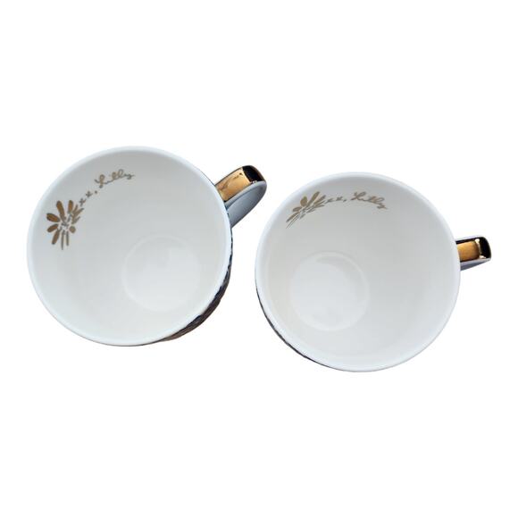 Lilly Pulitzer Set of (2) 12 Ounce Blue Ceramic Coffee Tea Mug Gold Handle NWOT - Picture 6 of 6